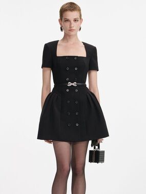self portrait long sleeve crystal mini dress self-portrait - Cream Crystal Trim Knit Mini Dress